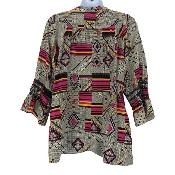 Julie Brown Multi-Color Geometric Print Blouse - Picture 4 of 5